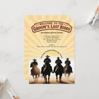 Last Rodeo Bachelor Party Cowboys Horses Sunset Invitation