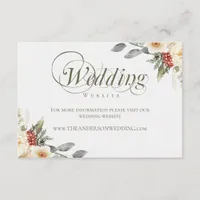 Elegant Winter Floral Wedding Website Enclosure Card