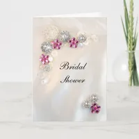 Faux Pink Diamond and Pearls Buttons Bridal Shower Invitation