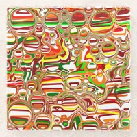 Retro Bubbles Digital Art  Glass Coaster