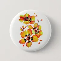 Harlequin Sparaxis Tricolor Watercolor Flowers Button