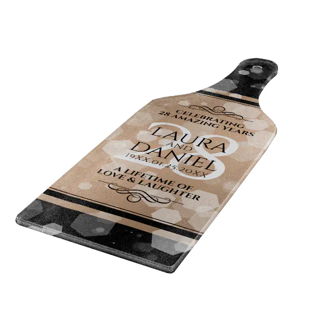 Elegant 28th Linen Wedding Anniversary Celebration Cutting Board