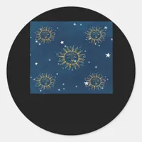 Whimsigoth Night Sky Sun Moon Witchy Classic Desig Classic Round Sticker