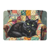 Cute Black Cat on Rocking Chair Personalized iPad Mini Cover