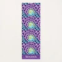 Boho Purple Green Turquoise Tie-Dye Pattern Yoga Mat