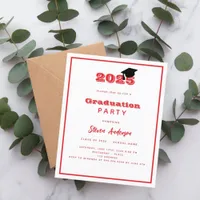 Graduation Party red white 2025 invitation