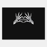 Halloween Skeleton Heart Hands Retro Style Sign