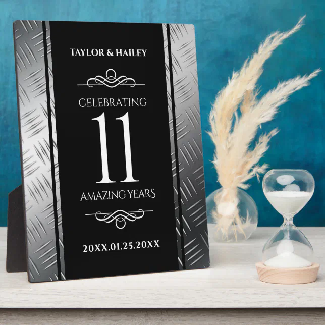 Elegant 11th Steel Wedding Anniversary Celebration Plaque