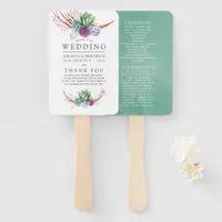 Watercolor Desert Succulents Wedding Program Hand Fan