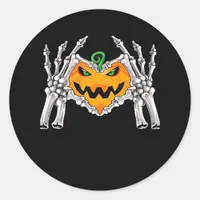 Skeleton Hand Heart Sign Bone Costume Unique Touch Classic Round Sticker