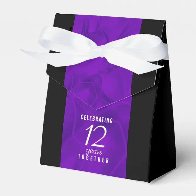 Elegant 12th Silk Wedding Anniversary Celebration Favor Boxes