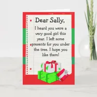 Add your Child's Name to this "Dear Santa Card" Holiday Card