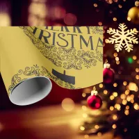 Merry Christmas - Black and Gold | Wrapping Paper