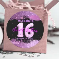 Magenta Modern Glam Sweet Sixteen Birthday  Classic Round Sticker