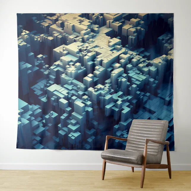 Cubic City vector art Tapestry