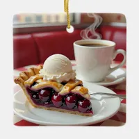 Cherry Pie, Vanilla Ice Cream & Coffee  Ceramic Ornament