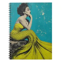 Beautiful Lime Retro Mermaid Notebook