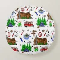 Camping or Midwest Themed   Round Pillow