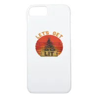 Let's Get Lit Funny Christmas Humor Quote Vintage  iPhone 8/7 Case