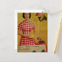 1950s era Christmas Lady Collage Postcard