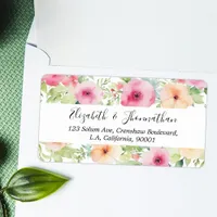 Pink Apricot Watercolor Floral Stylish Script Name Label