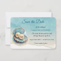 Beach Wedding Pearls Shell Elegant Ocean Theme  Save The Date