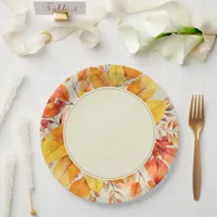 Rustic Fall Leaves Elegant Wedding Paper Plates
