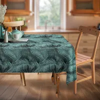 Sparkling Palm Leaves Pattern Teal ID831 Tablecloth