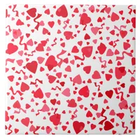 Red Confetti Hearts Design Ceramic Tile