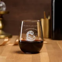 Beach Wedding Pearls Shell Elegant Ocean Theme  Gi Stemless Wine Glass