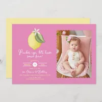 Pink Lemon Photo Birthday Invitation