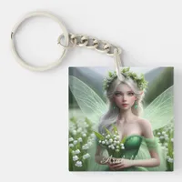 Beautiful May Fairy in Lilies of the Valley Keychain