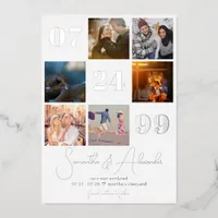 Modern Simple Script 6 Photo QR CODE Save The Date Foil Invitation