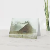 Snow Storm Barn Christmas Holiday Card