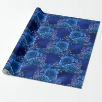 Royal Blue and Silver Floral Wrapping Paper