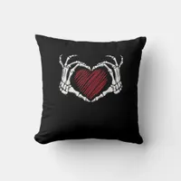 Skeleton Hand Heart Sign Costume Trending Hallowee Throw Pillow