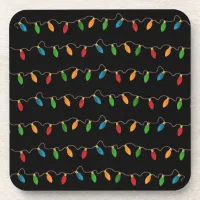 Festive Christmas String Lights | Colorful Holiday Beverage Coaster