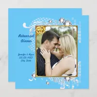 Blue with Frame Diamonds Rehearsal Dinner Invite