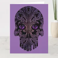 Filigree Skull in Shades of Purple Card