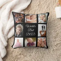 Father black photo collage throw pillow