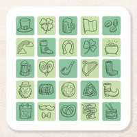St. Patrick's Hand Drawn Icons ID635 Square Paper Coaster