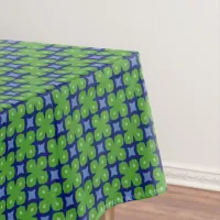 Two-Toned Four-Leaf Clovers on Blue Tablecloth