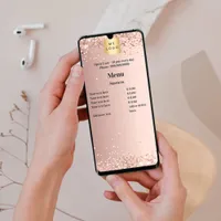 Price list menu business logo rose gold card