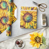 Sunflower Yellow Orange Girl Birthday Wrapping Paper