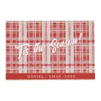 Red Gold Christmas Plaid Pattern#2 ID1009 Placemat