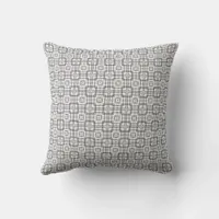 Black White Retro Square Grid Geometric Pattern Throw Pillow