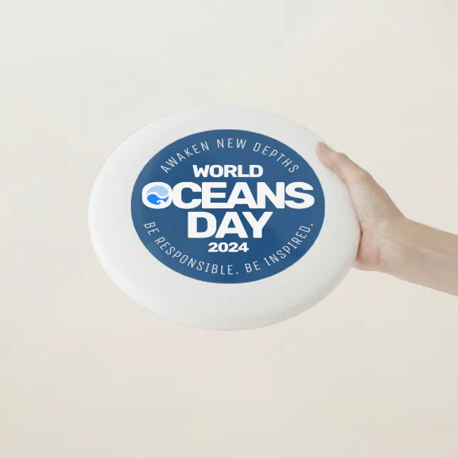 World Oceans Day Blue Stylized Earth Waves Wham-O Frisbee