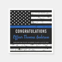 Rustic Thin Blue Line Flag Police Graduation Party Napkins