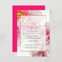 Bold Beautiful Scarlet Peony Meal Choice RSVP Card