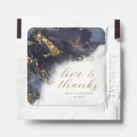 Marble Glitter Wedding Thanks Navy Blue Gold ID644 Hand Sanitizer Packet